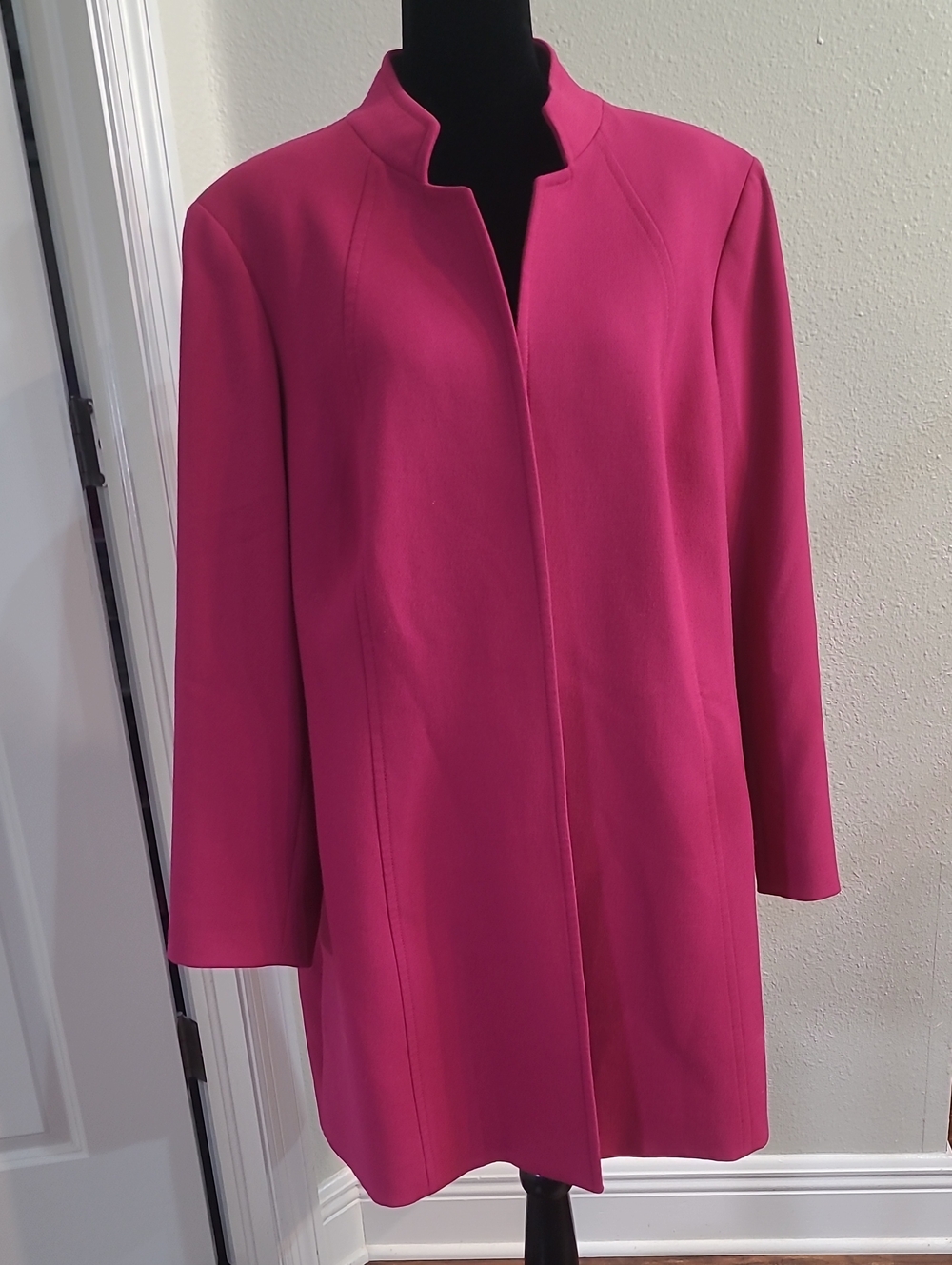 Tahari Arthur S Levine Bright Pink Open Front Coat Size 18